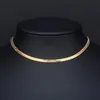 Kedjor 100% rostfritt stål Flat HerringBone -kedjhalsband för kvinnor Guld Silver Color Cleavicle Blade Snake Choker Halsband 2 5M236J