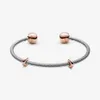 100% 925 Sterling Silver Rose Gold Moments Snake Chain Style Open Bangle Fashion Wedding Engagement Smycken Aceessory Making for217w