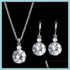 Boucles d'oreilles Collier Jolie Mariage Beautifly Bijoux Ensemble Goutte d'eau Cz Ensembles Or Sier Plaqué Collier Boucles D'oreilles Fête De Mariée Goutte Deliv Dhkwt