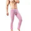 Thermisch ondergoed voor heren Herenbroeken Mesh doorzichtige lange onderbroek Ademende losse broek Transparante slaapbodems Gay pyjama Homewear