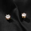 Hip Hop 8MM Round Iced Out CZ Stone Magnetic Earrings For Unpierced Ears Snowflake Cross Rock Sugar No Piercing Earring Studs Versatile Ear Rings For Men Women Guys