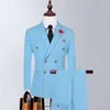 Männer Anzüge Zwei Stücke Set Jacke Hosen Männer Boutique Schlank Smoking Business Bräutigam Hochzeit Zweireiher Mann Blazer Sets