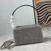 Designväska mode kvällspåsar fyrkantiga handväska kvinnor axel väska silver hårdvara kedja crossbody handväska diamant koppling väska hög kvalitet lyx totes handväska