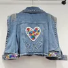 Kurtki damskie Kobiety łańcuch diamentów Tassels dżins płaszcz Burrs Rhinestones Fringed Cowboy Bomber Jacket Crystal Jeans Pearle