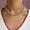 Kettingen Flatfoosie Miami Curb Cubaanse Ketting Voor Vrouwen Mannen Goud Zilver Kleur Iced Out Verharde Steentjes Rapper Jewelry244o