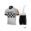 Maglia da ciclismo Set Molteni Peugeot New Man Bianco / Giallo Set vintage Abbigliamento manica corta Abbigliamento da equitazione Completo da ciclismo Pantaloncini Gel Dhpfz