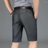 Pantaloncini da uomo 2023 Jeans corti elasticizzati estivi Tessuto Lyocell di marca maschile Business Denim Dritto di alta qualità Nero Blu