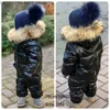 Down Coat Winter Kids Jumpsuit Overalls For Boy Children Thick Ski Suit Girl Duck Down Jacket Toddler Baby Snowsuit Fur Coat 0-3 Years 211027 Q231205