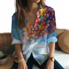 Chemisiers pour femmes en plein air décontracté à manches longues chemise ballon impression 3D mode tempérament dames vêtements