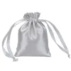 Gift Wrap 50Pcs Satin Drawstring Bags Packaging Wedding Jewelry Cosmetic Cellphone Storage Party Candy Gray