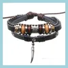 Charm Bracelets Leather Bracelet Genuine Wooden Bead Charm Infinity Bracelets Drop Delivery Jewelry Bracelets Dhpr5