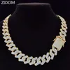 Chokers Erkekler Hip Hop Zinciri Kolye 20mm Kalın Elmas Küba Zinciri Buz Köpek Kolye Moda Mücevher Hediye 231205