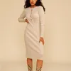 Casual Dresses Wool Ladies O-neck Knitted Midi Dress 2023 Autumn And Winter Retro Cutout Bow High Waist Slim Fit Women's Elegant Robe