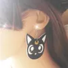 Kolczyki Dangle Cartoon Harajuku anime księżyc czarny kot piękny cosplay kropla akrylowa biżuteria dla kobiet mody 303H