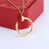 Stainless steel Fashion classic nail Pendant Necklaces C-shaped men and women couples party diamond jewelry to send lover does not310s