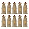 Gift Wrap 10pcs12pcs Rustic Jute Burlap Wine Bags Drawstring Wine Bottle Covers Reusable Bottle Wrap Gift Package Wine Bags 231204