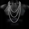 2019 colar de corrente de tênis hip hop com cz pavimentado para homens joias com colar de tênis de corrente longa banhado a ouro branco joias masculinas K5265Q