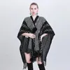 Scarves 4 Color Autumn Criss Cross Cloak Knitted Multipurpose Poncho Cappa Women Loose Fur Ball Streetwear Striped Pompon Shawl Knitwear 231204