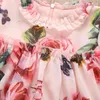 Meisjesjurken Prinses Gril Brand Design Bloemenjurk Kinderen Rose Bloemenprint Kostuums voor 0-3 jaar oud Zomer Fancy Kleding