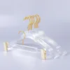 10 Pcs Top Grade Clear Acrylic Crystal Clothes Suits Hanger with Gold Hook Transparent Acrylic Pants Hangers with Gold Clips 20121991