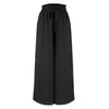 Women's Pants Spring Summer Wide-Leg Chic Solid Wide Full-Length Casual Baggy For Women Flowy Drape Drawstring Waist