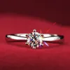 Whole-Never fading 1 2carat 6claws large simulated diamond Rings women 18K white gold plared Engagement alliance USA size2867