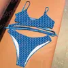 Jacquard Mektup Mayo Kadın Tasarımcı Bikini Set Seksi Çapraz Bandaj Biquinis Lüks Velvet Mayo Yüksek Bel Bikinis