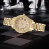 Wristwatches 2023 Mannen 2 Stuks Set Luxe Fashion Horloges Rhonestone Vrouwen Business Eenvoudige Rvs Quartz Horloge Relogio Masculino