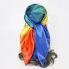 Bufandas 90x90cm Color sólido Gradiente Pañuelo Hijab Bufanda Mujeres Seda Satén Diadema Cabello Damas Cuadrados Chales Cabeza Bufandas