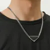 Chokers New Punk Triângulo Pingente de Aço Inoxidável Colar Masculino Preto e Branco Cubano Cadeia Colar Partido Hip Hop Jóias Presentes 231205