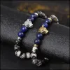 Charm Bracelets Charm Bracelets Wholesale Fashion Woman Man Plating Gold Sier Chain Bracelet Crystal Lava Stone Skeletons Tiger Eye Je Dh5Do