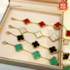 Designer van Clover Bracelet Fashion Classic Good Luck Reversible Five Flowers Bracelet 18k Colourless Ladies Gift with box