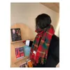 Scarves Christmas Scarf Winter Warm Female Korean Version of Simple Versatile Year's Gift To Give Red Tassel Plaid Scarfs 231205