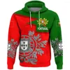 Kobiety z kapturem Portugalia jesień zima kobiety/mężczyźni flaga bluzy krajowa emblemat 3D print mody street tops unisex ponadwymiarowy hoodied