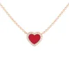 Designer Heart Love Necklace For Women Stainless Steel Accessories Zircon Green Pink Hearts chain for Womens Jewelry Gift299c
