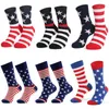 Herrstrumpor strumpor Hosiery American Independence Day Flag Color Randig Mid Length Football Men's Sports Socks OB1D