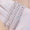 Collar de plata maciza hecho a medida, joyería de moda de 10mm de ancho, probador de diamantes S925, cadena cubana de moissanita, 263T