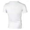 T-shirts pour hommes 2023 Fitness Gyms Chemise Mâle Sexy Bandage Creux Blanc À Manches Courtes Hommes Col En V T-shirt Hauts M-3XL
