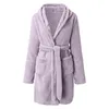 Women's Sleepwear Autumn Winter Women's Warm Robes Soft and Comfortable Pajamas Solid Color Plush Versatile Pocket Bathrobe Homewear S-2XL 231205