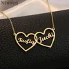 Twee harten ketting aangepaste twee naam kettingen gepersonaliseerde sieraden paren ketting minnaar man vrouw naam Valentijnsdag G246m