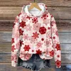 Women's Hoodies Christmas 3D Digital Snowflake Casual Long Sweatshirt Jacket Hoodie Women Baggy Thick Zippe