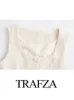 Dwuczęściowa sukienka Trafza Summer Fashion Mała zapachowa elegancka kamizelka Wysoka talia Zipper Boczna torba Surowa Surowa krawędź 2-częściowy zestaw 231205