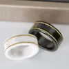 18k Gold Ring Stones Fashion Simple Letter Rings for Woman Par Quality Ceramic Material Fashions smycken Supply222p