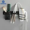 Bathroom Shelves Black Hair Dryer Holder Novelty Households Rack Blow Shelf Space Aluminum Wall Mounted Storage 231204