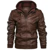 Ropa de abrigo para hombre Abrigos Cuero Imitación de cuero Chaqueta de cuero PU para hombre de gran tamaño Traje de moto europeo y americano para hombre con chaqueta de cuero de felpa