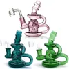 Pink Mini Recycler Hookahs Percolator Dab Rig Water Glass Pipe Bong Oil Rigs Unique Design 14mm Joint Banger Heady Bubbler for Smoking
