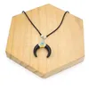 Anhänger Halsketten Naturstein Halskette Mond Schwarzer Achat Citrin 45 5 cm Seilkette Heilkristalle Charms für Frauen
