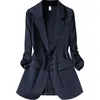 Ternos femininos jaqueta 2023 primavera outono temperamento lazer terno casaco moda comprimento médio versão senhoras blazer outerwear