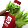 Santa Grinch Cosplay Mask Christmas Latex Masks Gloves Prop Halloween X0803295J