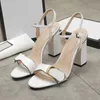 Designer women high heels sandals leather party fashion metal double buckle summer sexy lady chunky heel dress shoes